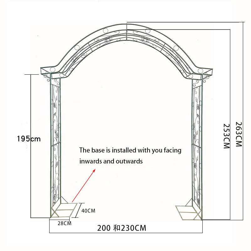 European style super large span iron arch flower rack climbing rack outdoor rose climbing rack garden plant stand 2.3 meters