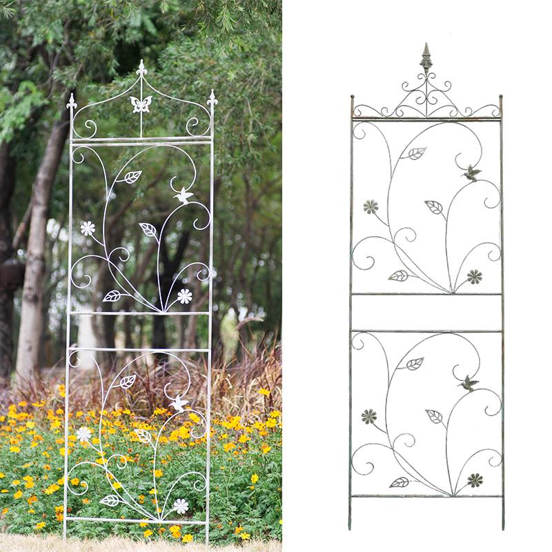 Garden climbing vine flower rack iron ground plug bracket old heightened balcony partition rose clematis narrow climbing rack