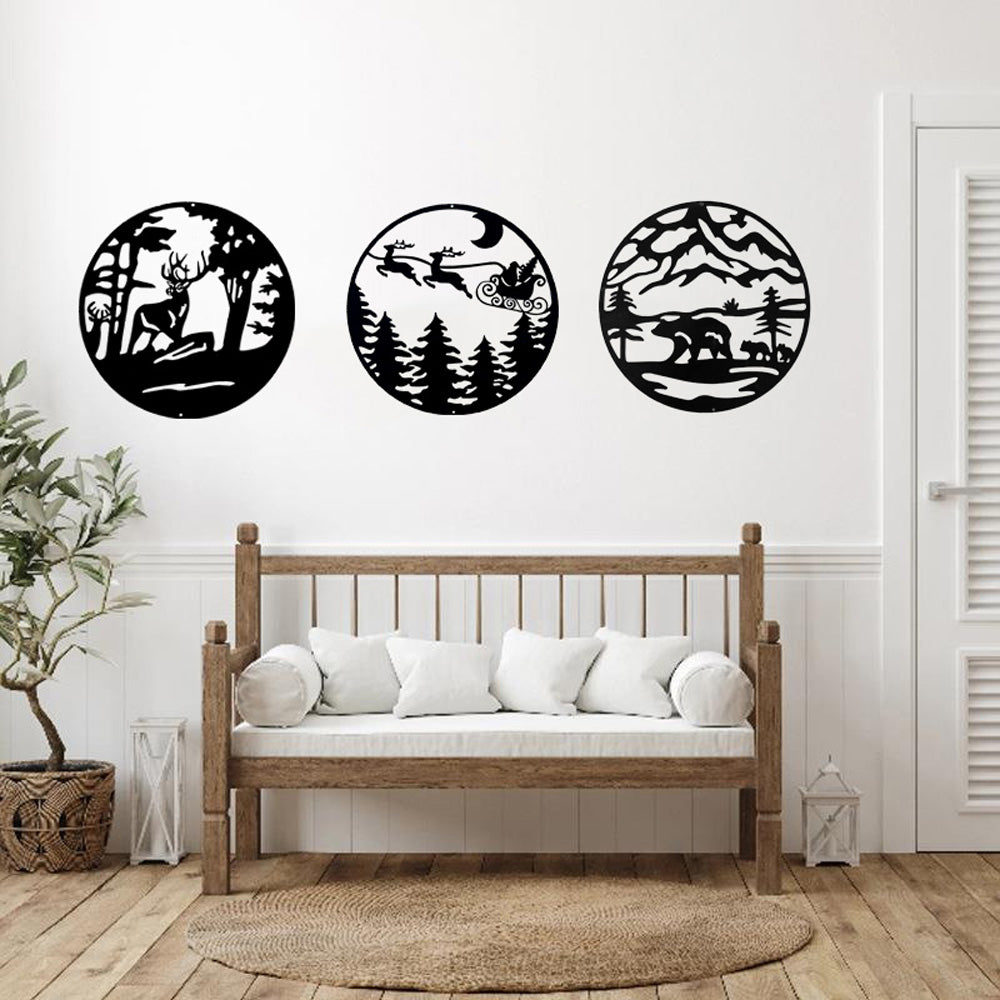 Home Christmas Metal Wall Hanging Powder Coated Laser Cut Metal Wall Art Decor