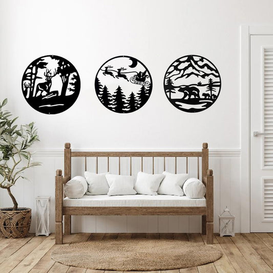 Home Christmas Metal Wall Hanging Powder Coated Laser Cut Metal Wall Art Decor