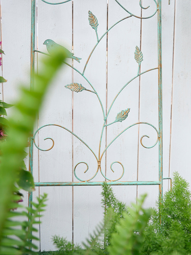 Garden climbing vine flower rack iron ground plug bracket old heightened balcony partition rose clematis narrow climbing rack
