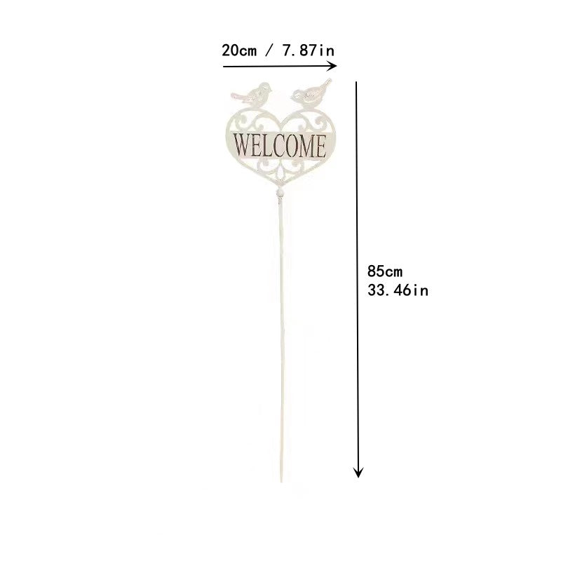 Outdoor garden yard decoration metal ornament bird welcome sign metal stake Gardening Decoration
