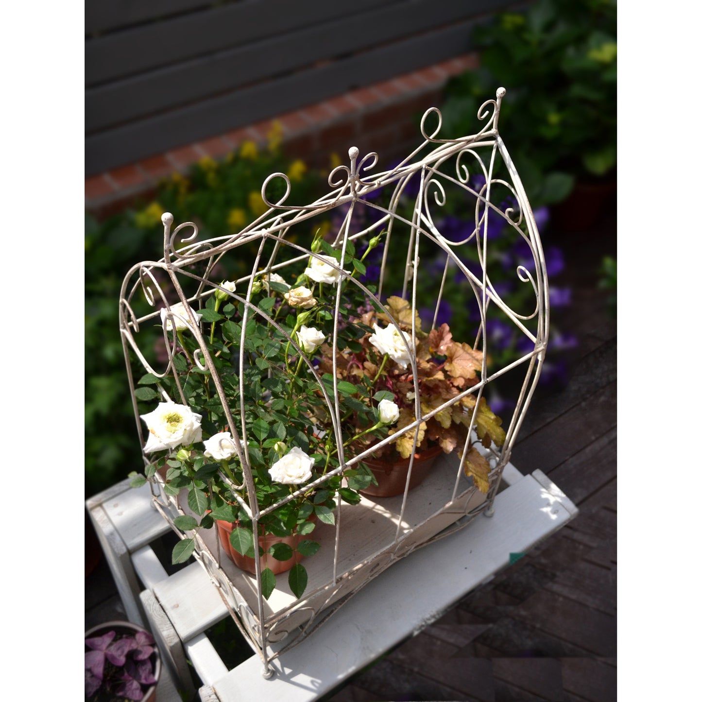 Wholesale 2 Sets Wire Cage Plant Stand metal decorative bird cages for flower shelf