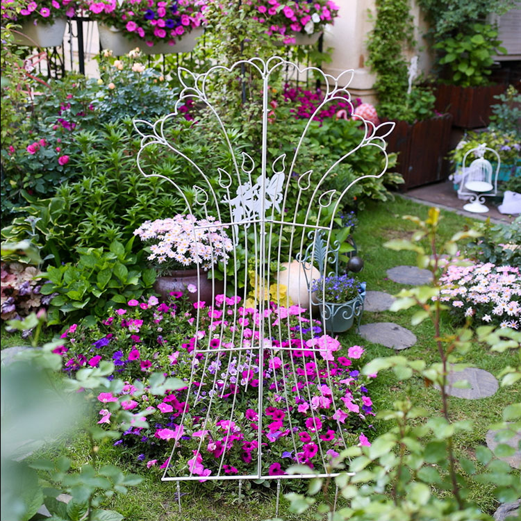 Peacock tail retro iron flower stand unlimited heightening iron clematis climbing rack balcony flower pot rack rose climbing rack