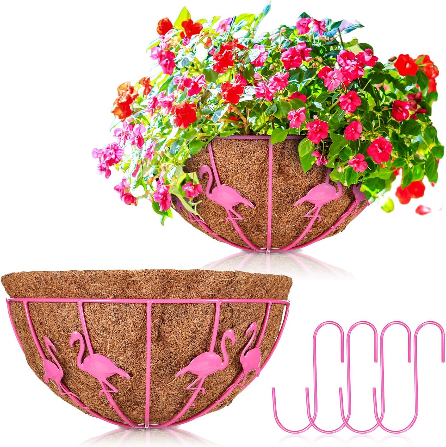 Flamingo iron European retro old petal hanging basket balcony garden courtyard open-air hanging hanging flower pot hanging flower basket