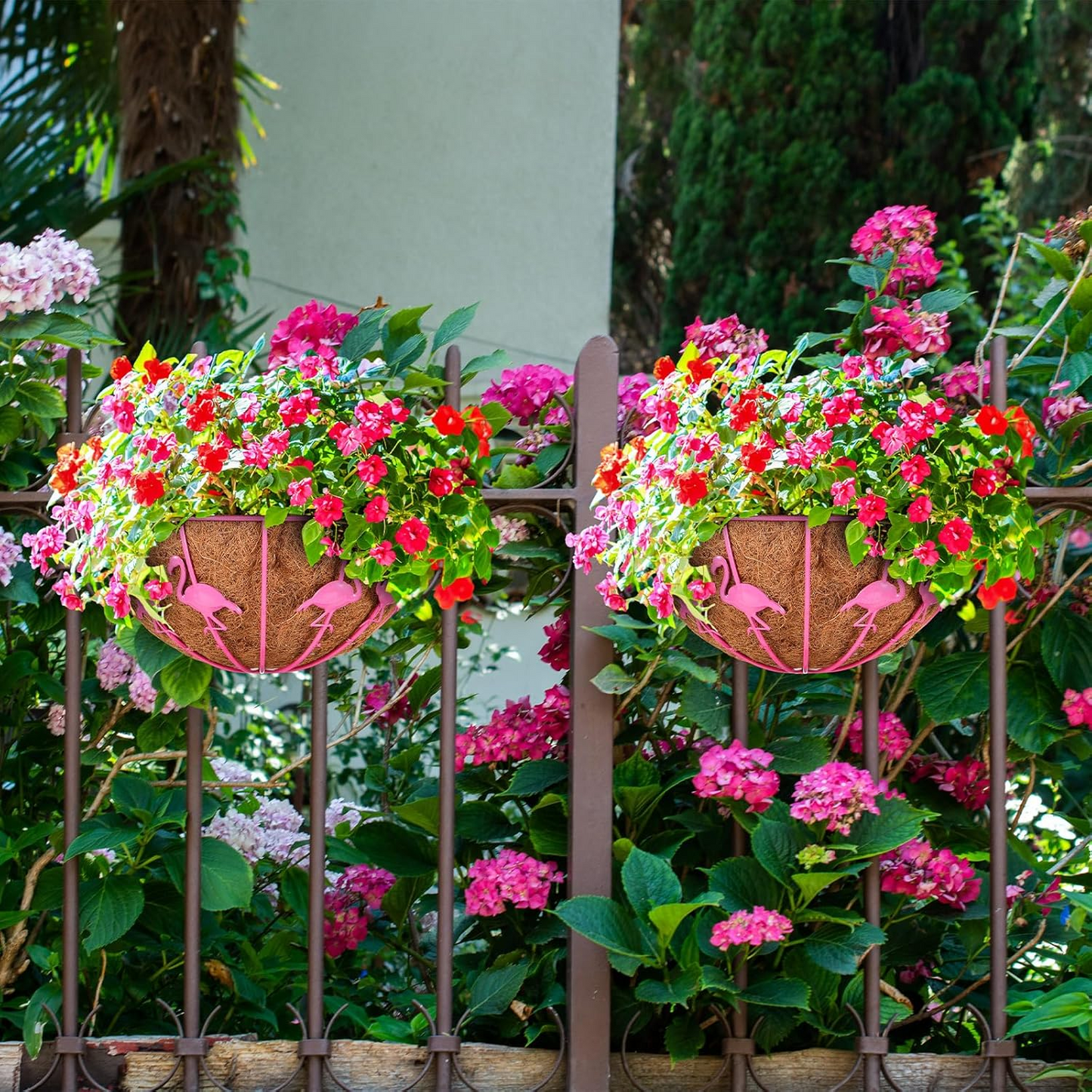 Flamingo iron European retro old petal hanging basket balcony garden courtyard open-air hanging hanging flower pot hanging flower basket