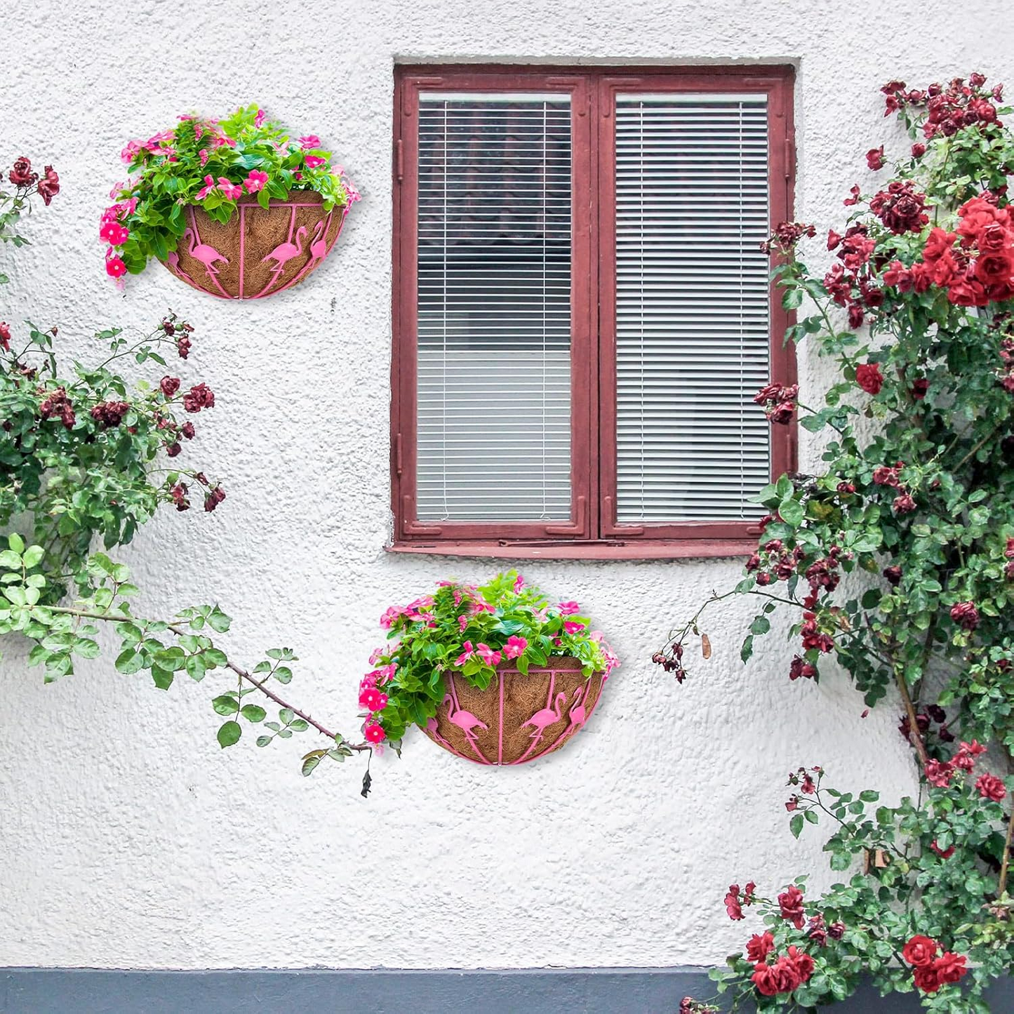 Flamingo iron European retro old petal hanging basket balcony garden courtyard open-air hanging hanging flower pot hanging flower basket