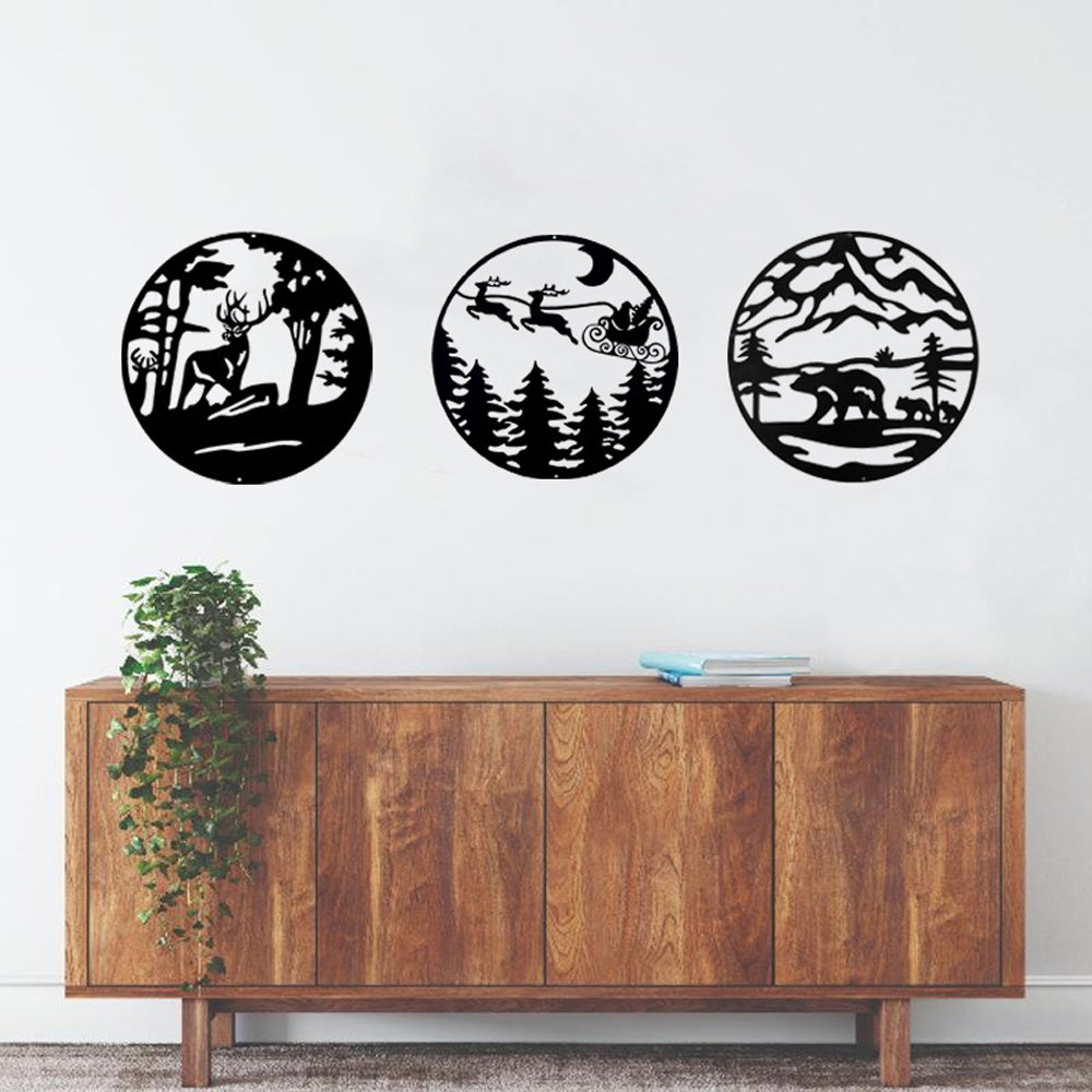 Home Christmas Metal Wall Hanging Powder Coated Laser Cut Metal Wall Art Decor