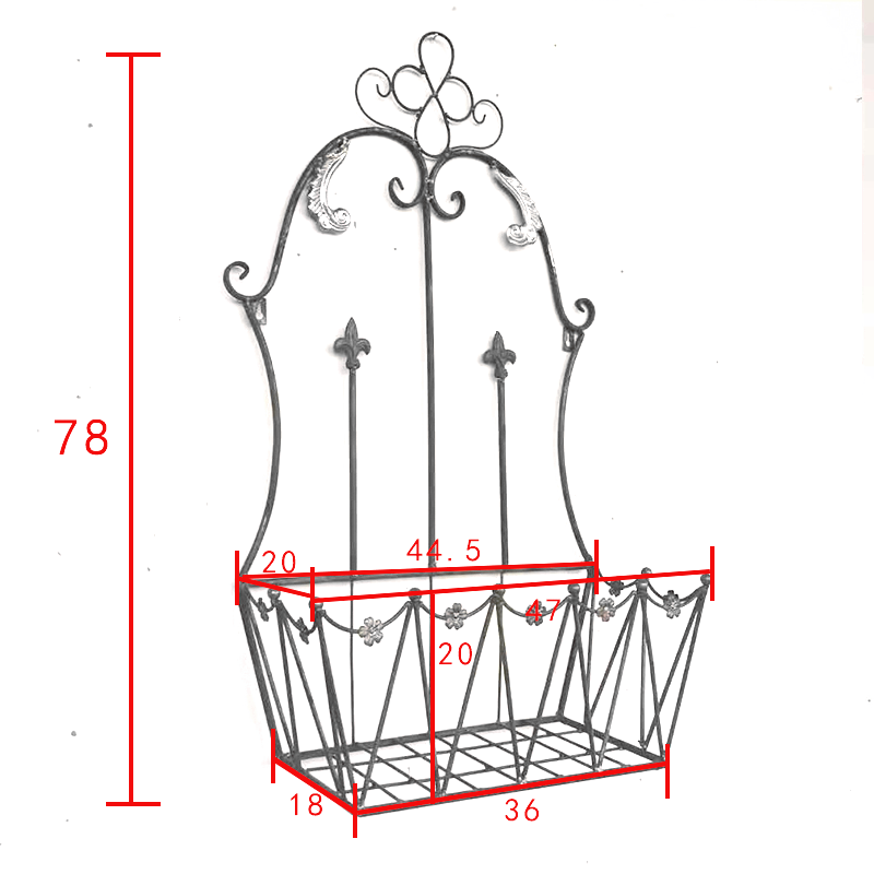 Retro wall-mounted flower basket metal wrought iron shelf outdoor garden balcony ornaments wall-mounted flower pot flower trough