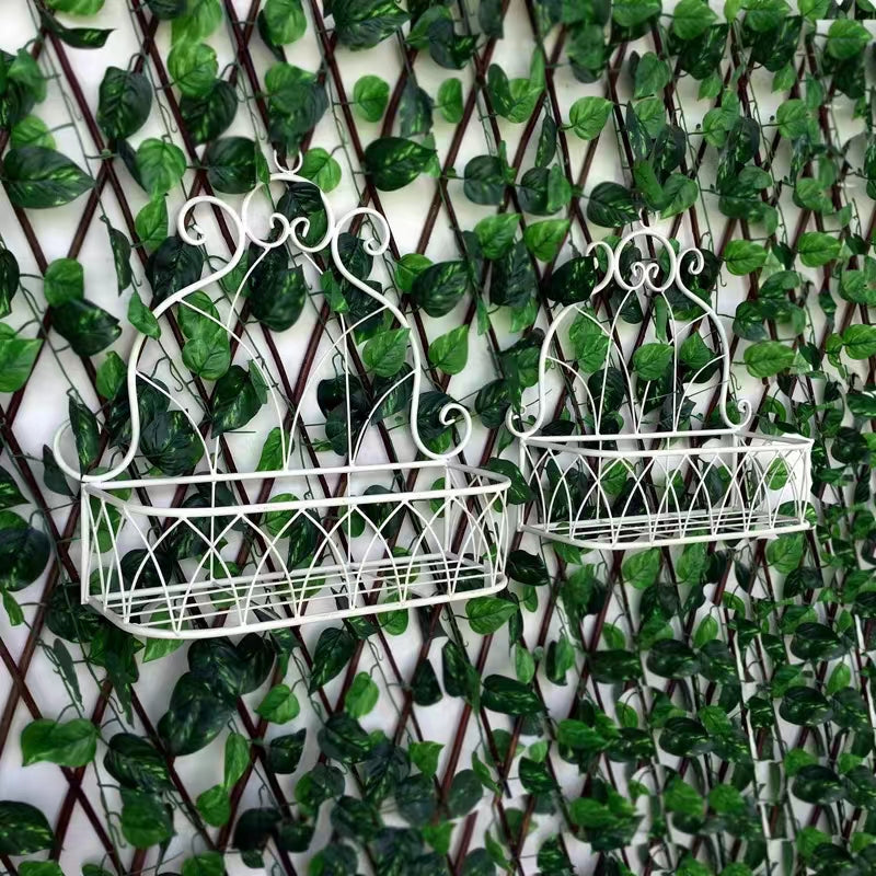 Retro Wall-Mounted Flower Basket Metal Iron Shelf Outdoor Garden Balcony Ornaments Flower Pots & Planters Flower Stand