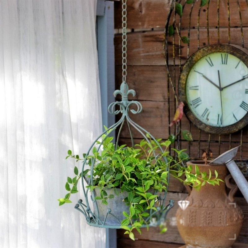 Iron Birdcage Hanging Planter, Metal Wire Flower Pot Basket Wrought Iron Plant Stands for Plants