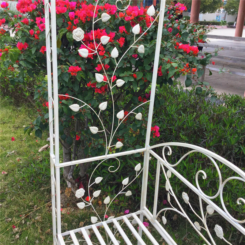 Banco de jardim de ferro antigo, arco de metal para exterior, arco de jardim redondo, arco de metal