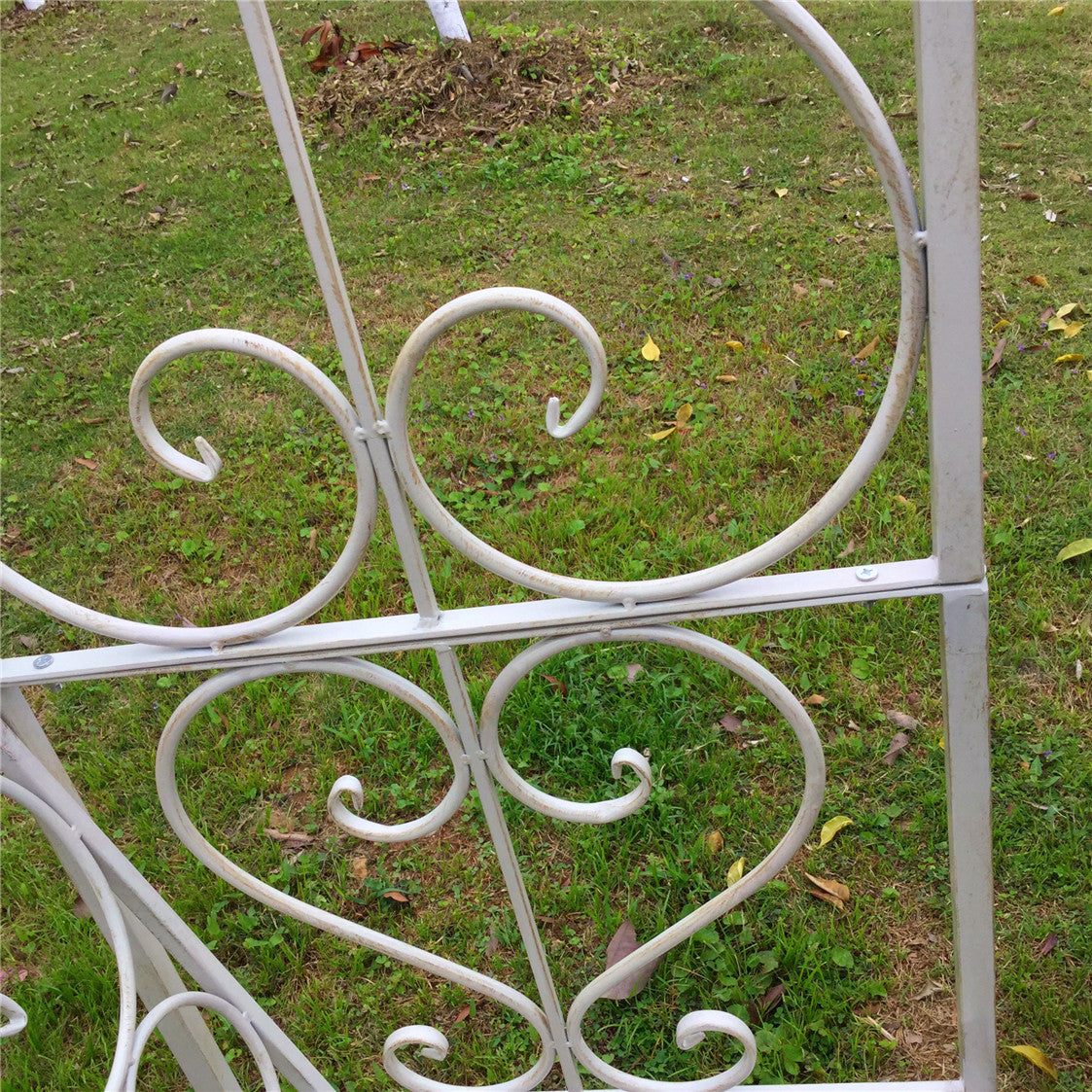 Outdoor Patio Rose Trellis Pergola Climbing Plant Archway Garden Rose Arch with Bench round metal arch