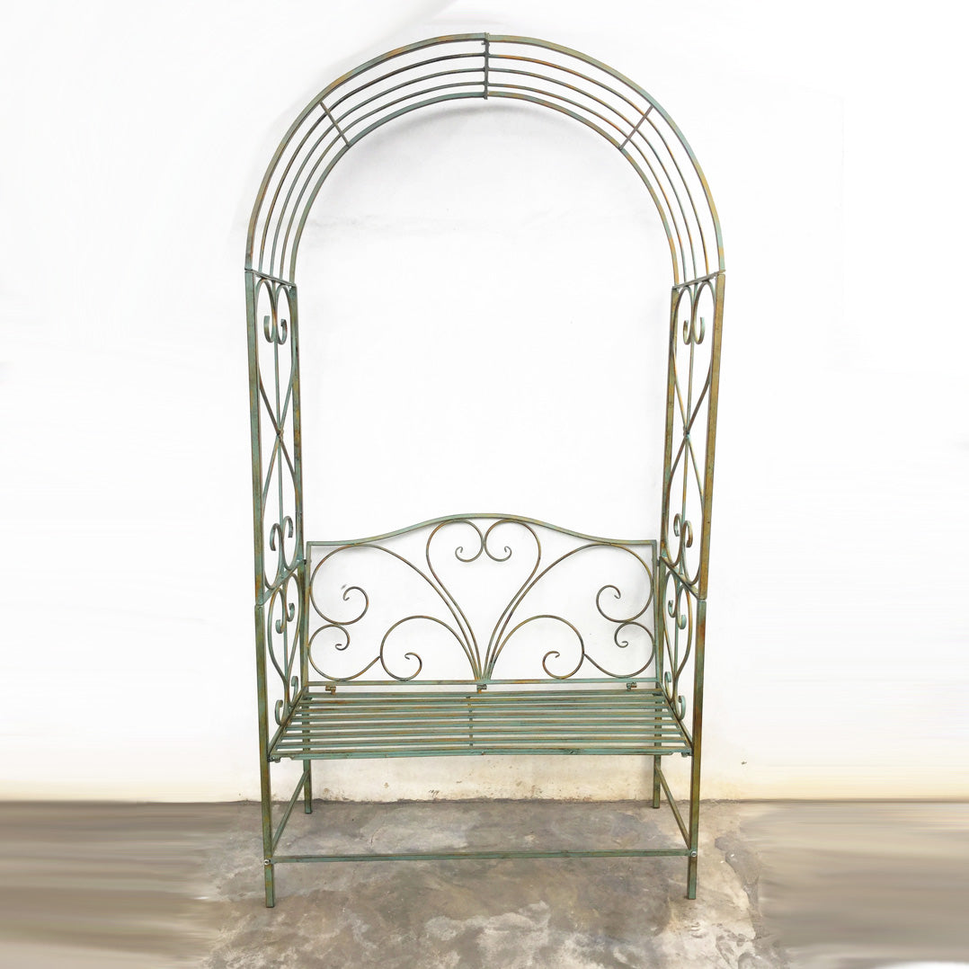 Outdoor Patio Rose Trellis Pergola Climbing Plant Archway Garden Rose Arch with Bench round metal arch