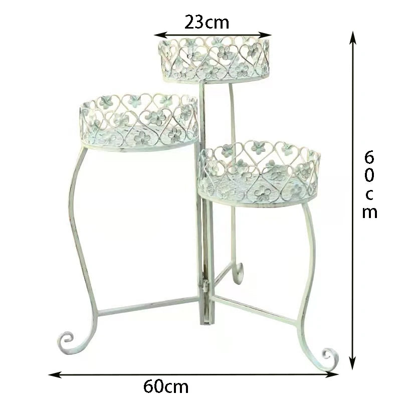 Metal dobrável 3 camadas suporte de planta para jardim pátio gramado varanda vaso de flores rack dobrável rack de armazenamento expositor