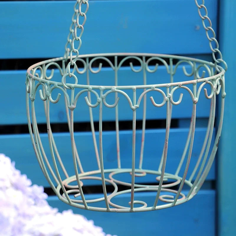 Outdoor Garden Ornaments Garden wall hanging decor Metal hanging flower basket hanging baskets for plants outdoor