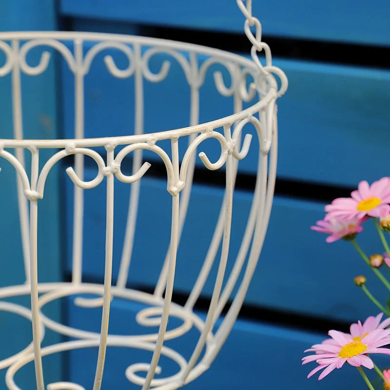 Outdoor Garden Ornaments Garden wall hanging decor Metal hanging flower basket hanging baskets for plants outdoor