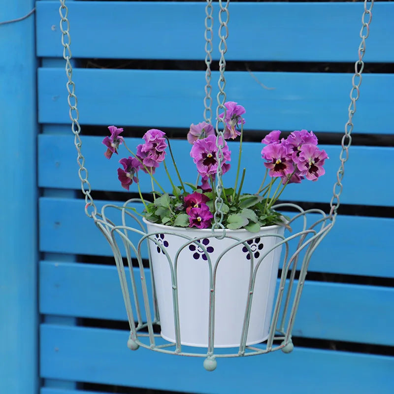 Garden wall hanging decor hanging basket decoration hanging flower basket metal hanging basket for plants outdoor