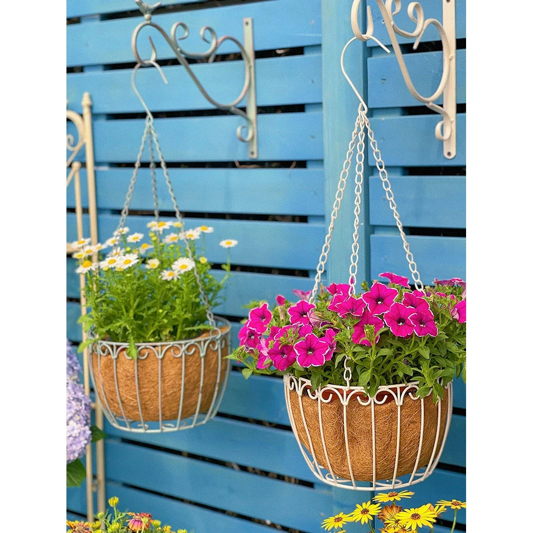 Outdoor Garden Ornaments Garden wall hanging decor Metal hanging flower basket hanging baskets for plants outdoor