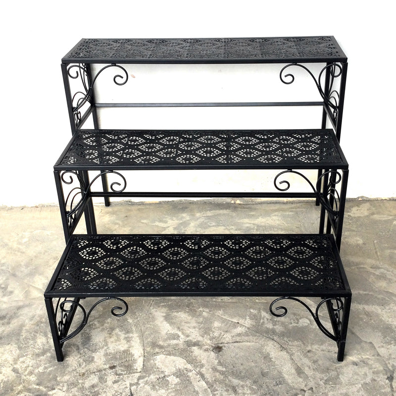 Suporte de flores de 3 andares, prateleira de jardim, vaso de flores, expositor, metal, planta, decorativo, ferro, metal, flor, rack