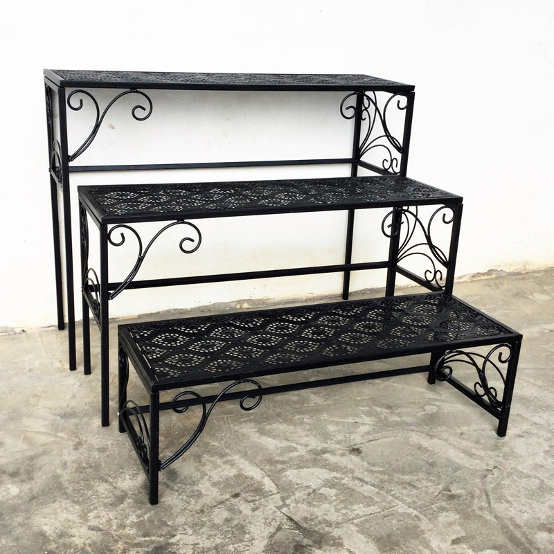 Suporte de flores de 3 andares, prateleira de jardim, vaso de flores, expositor, metal, planta, decorativo, ferro, metal, flor, rack