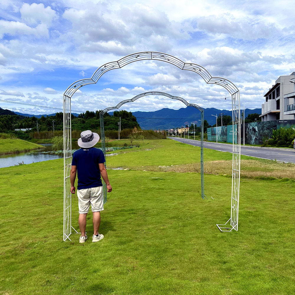Arbor de arco de jardim de metal, facilmente montado, para gramado, quintal, pátio, festa, treliça para várias plantas de escalada, rosas, videiras
