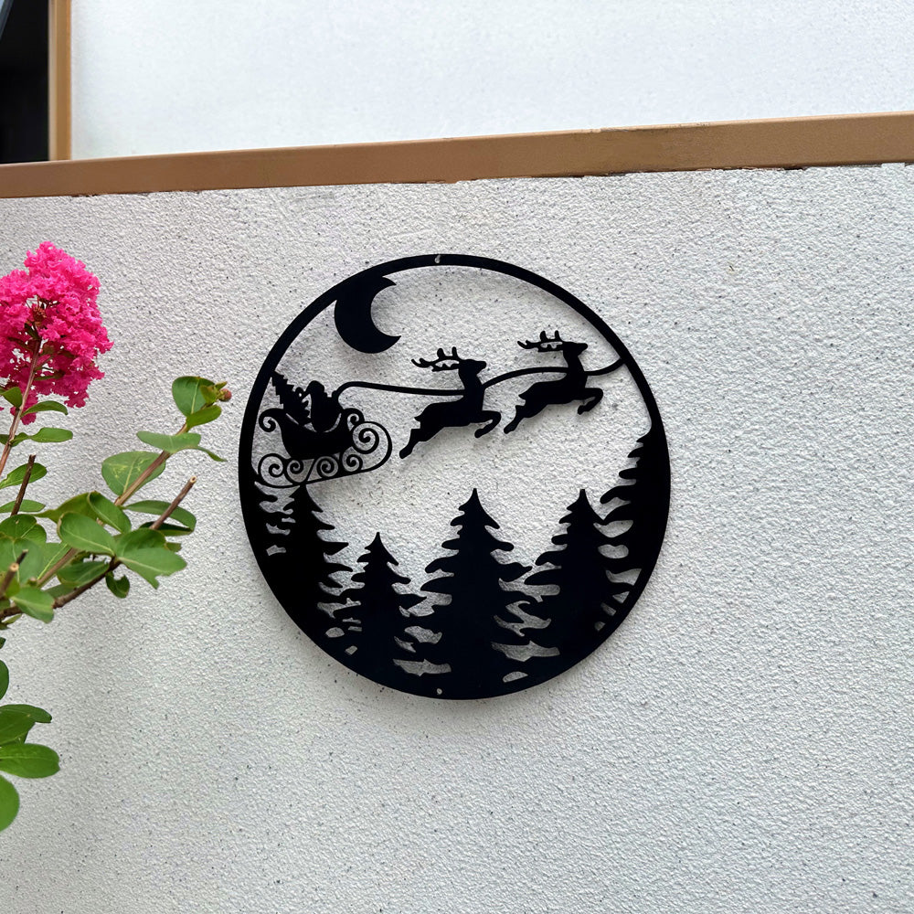 Home Christmas Metal Wall Hanging Powder Coated Laser Cut Metal Wall Art Decor