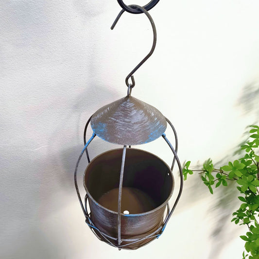 Estilo rústico vintage gaiola jardim plantador vaso de flores titular pendurado cesta planta suporte pendurado decorativo