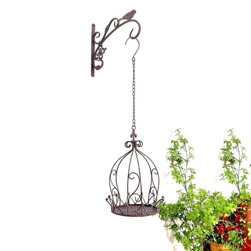 Iron Birdcage Hanging Planter, Metal Wire Flower Pot Basket Wrought Iron Plant Stands for Plants