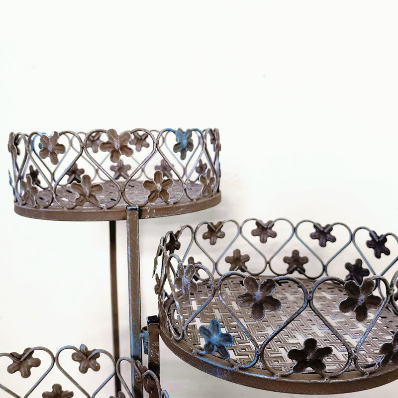 Metal dobrável 3 camadas suporte de planta para jardim pátio gramado varanda vaso de flores rack dobrável rack de armazenamento expositor