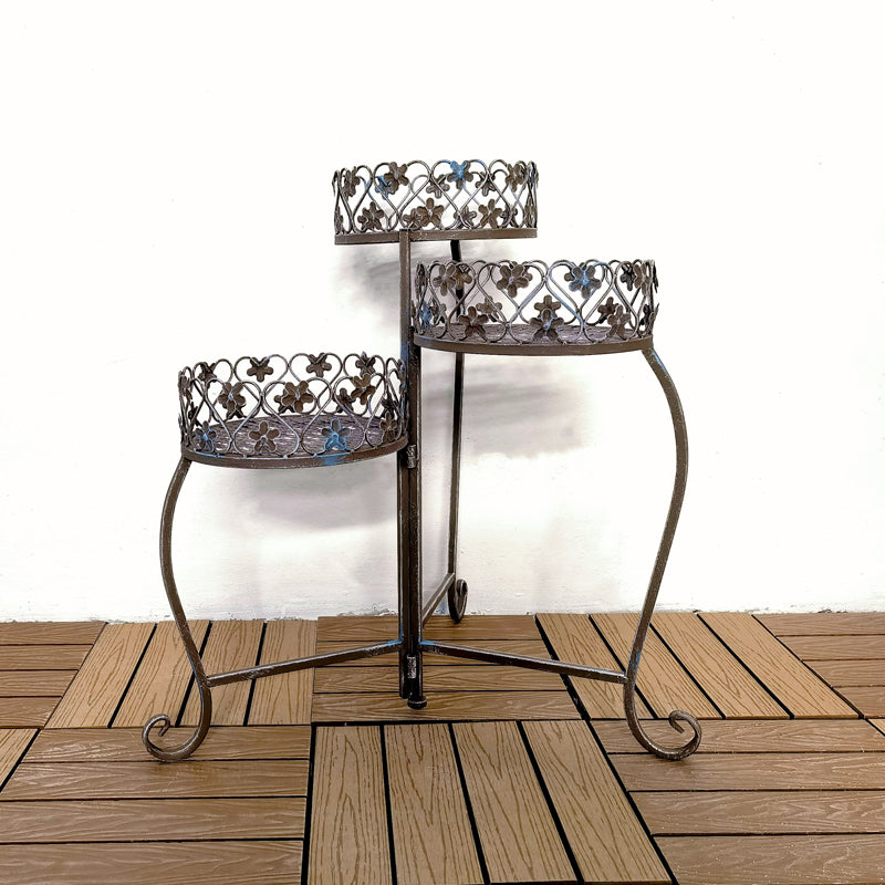 Metal dobrável 3 camadas suporte de planta para jardim pátio gramado varanda vaso de flores rack dobrável rack de armazenamento expositor
