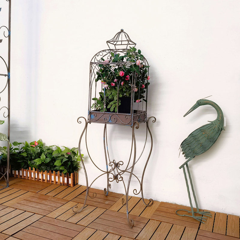 Vaso de flores rack vaso planta alta cubo flor suporte em um suporte de metal planta