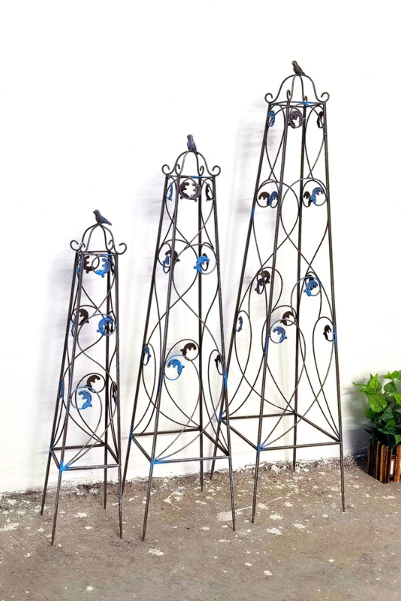 Made In China Set of 3 Round Outdoor Metal Garden obelisk trellis for climbing plants outdoor plant trellis