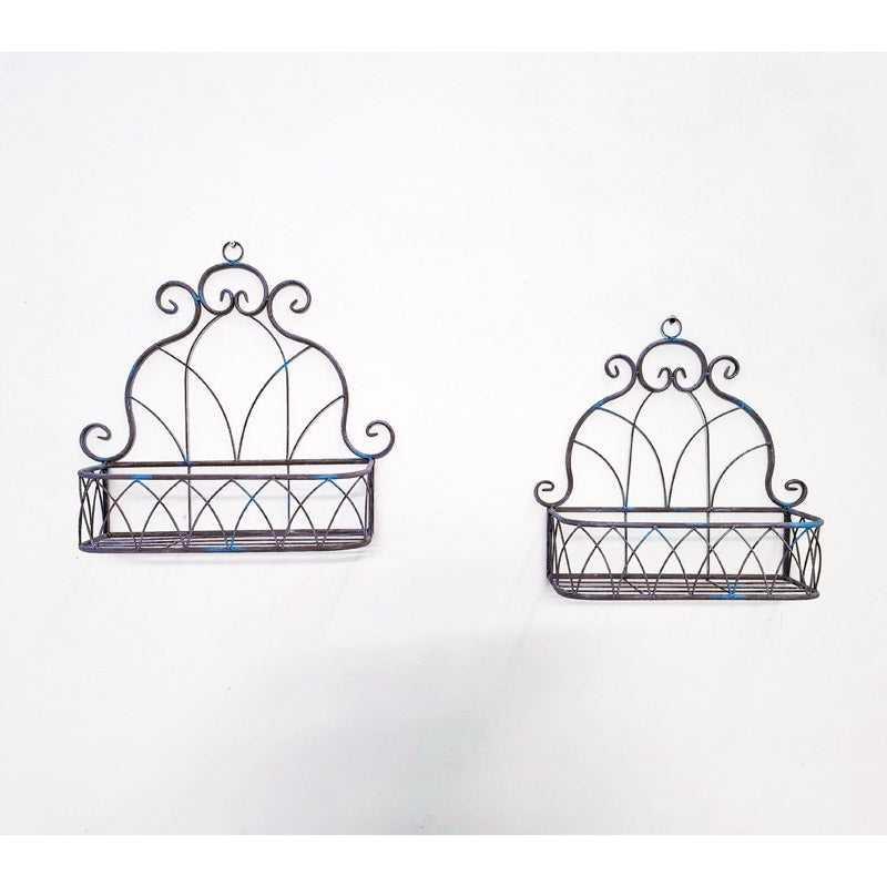 Retro Wall-Mounted Flower Basket Metal Iron Shelf Outdoor Garden Balcony Ornaments Flower Pots & Planters Flower Stand