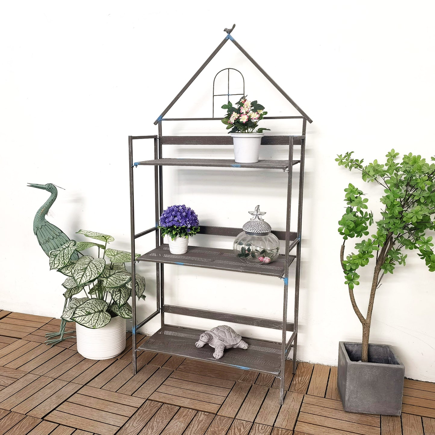 Suporte de exibição para plantas, suporte de flores para vasos suculentos, casa de jardim ao ar livre, bonsai, sala de estar, suporte de flores de metal