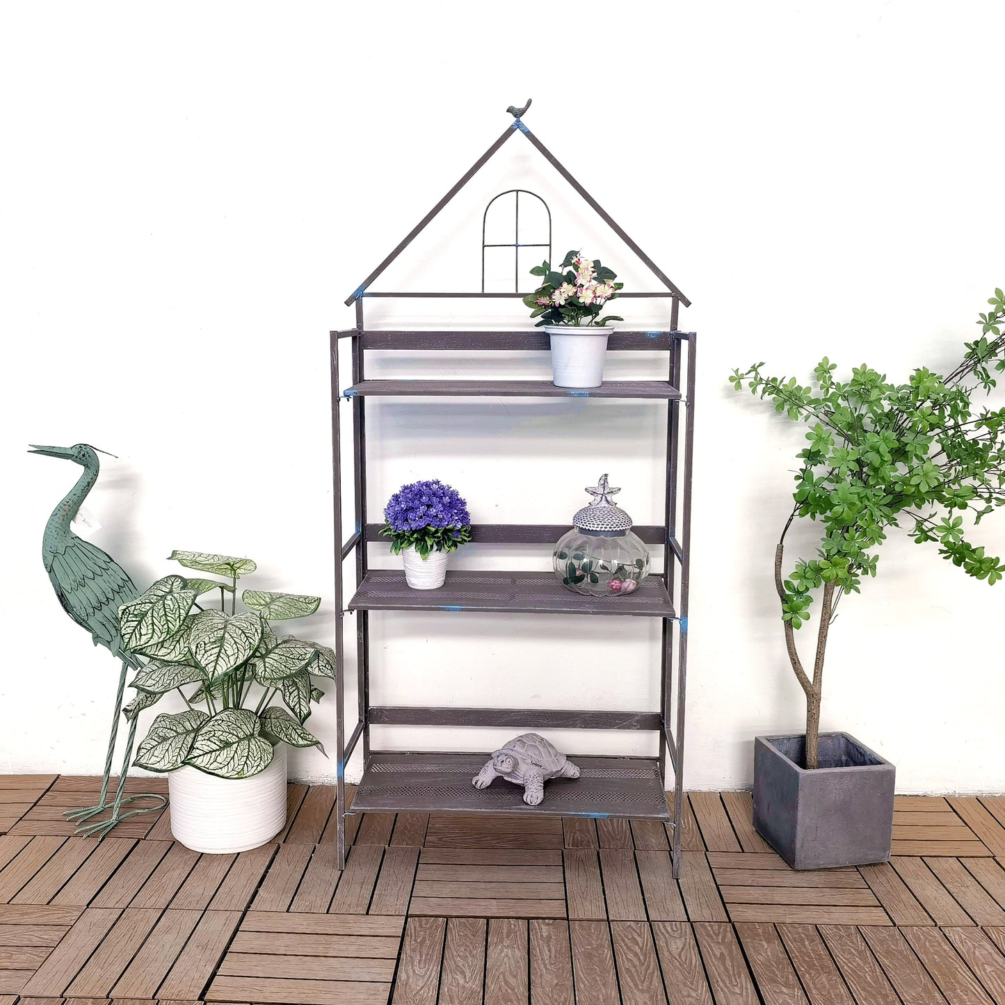 Suporte de exibição para plantas, suporte de flores para vasos suculentos, casa de jardim ao ar livre, bonsai, sala de estar, suporte de flores de metal