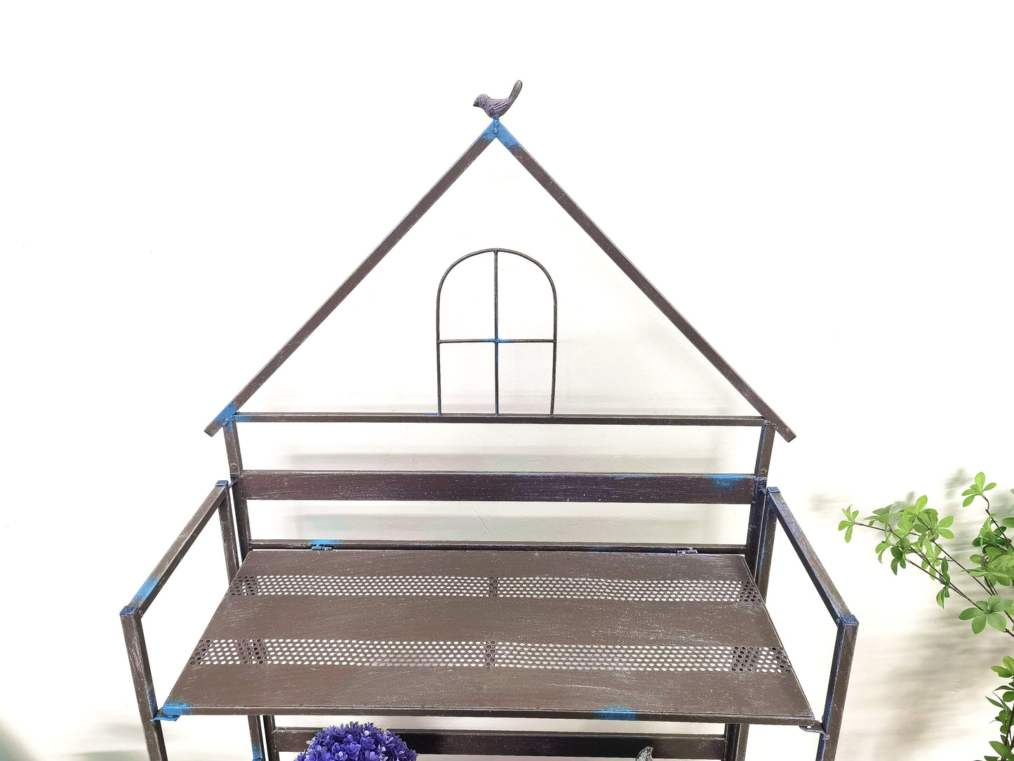 Prateleira de exibição de flores dobrável de 3 camadas para casa e jardim de metal Prateleira de armazenamento de exibição em pé
