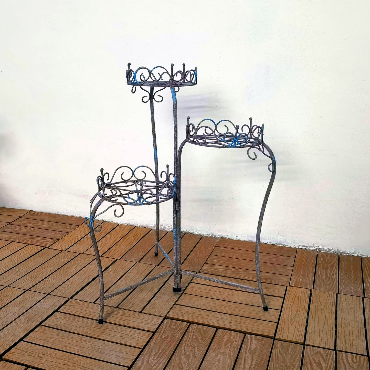 MR 3 Tier Folding Tall Plant Stand Rotatable Metal Flower Pot Holder Home Decor Multi Metal Corner Display Shelf