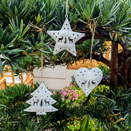 Sublimation Blank Christmas Metal Snowflake Ornaments Christmas Tree Decoration christmas decoration supplies