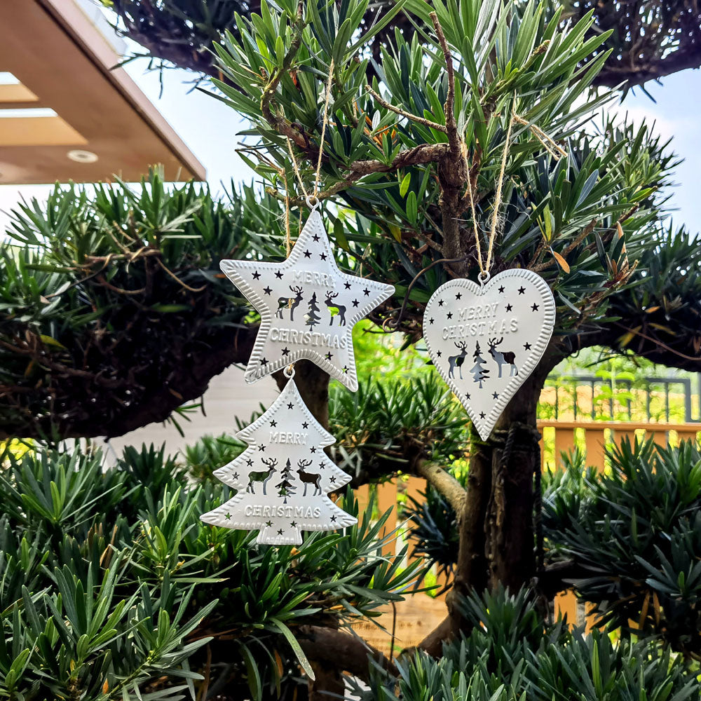 Sublimation Blank Christmas Metal Snowflake Ornaments Christmas Tree Decoration christmas decoration supplies