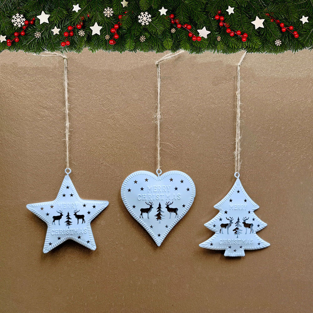 Sublimation Blank Christmas Metal Snowflake Ornaments Christmas Tree Decoration christmas decoration supplies