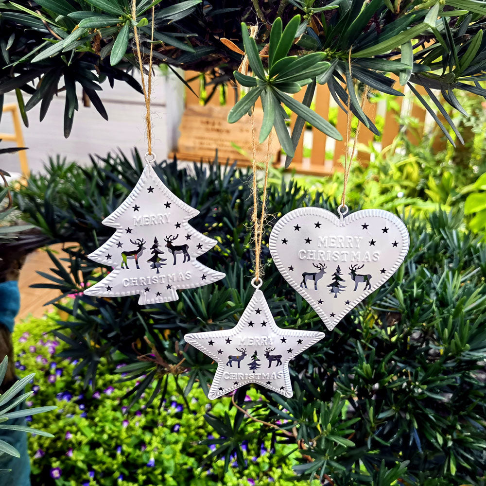 Sublimation Blank Christmas Metal Snowflake Ornaments Christmas Tree Decoration christmas decoration supplies