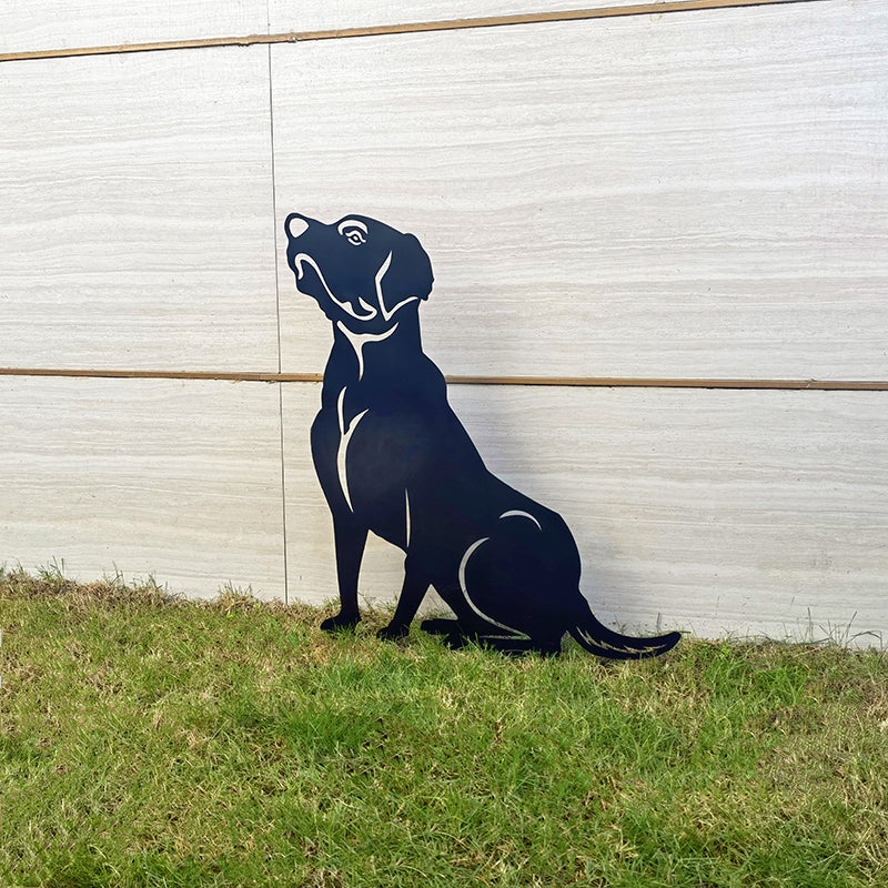 Hot Selling dog metal garden decor Yard Art Hollow Out dog Shape Silhouette Stake Yard Art decorative stakes for garden