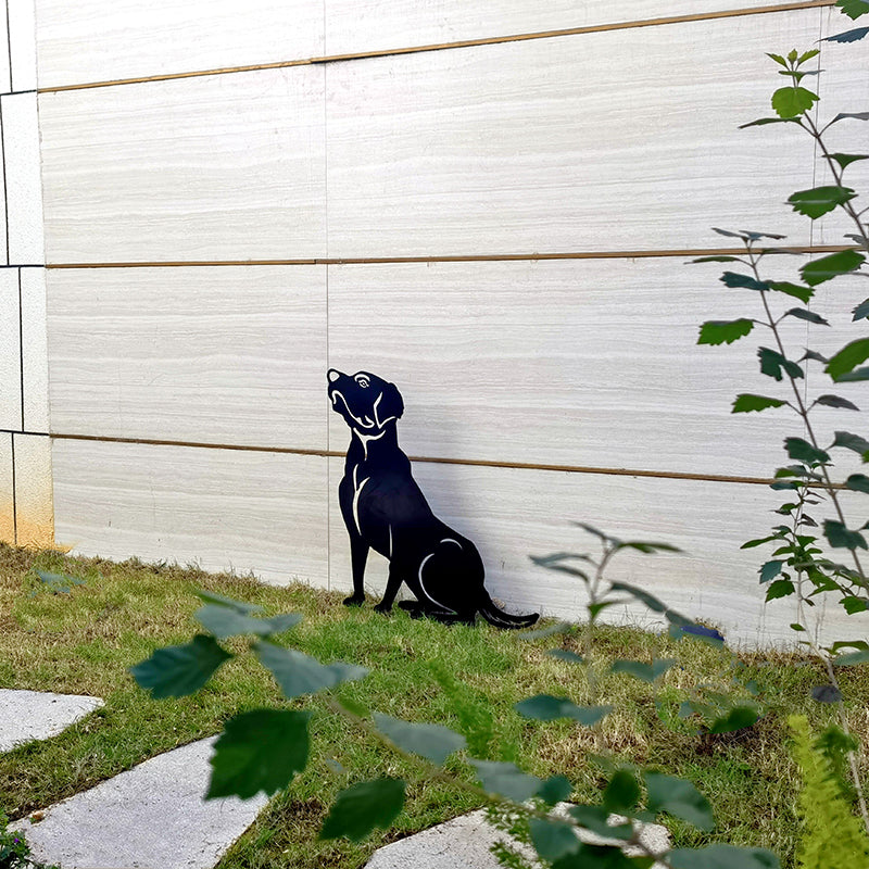 Hot Selling dog metal garden decor Yard Art Hollow Out dog Shape Silhouette Stake Yard Art decorative stakes for garden