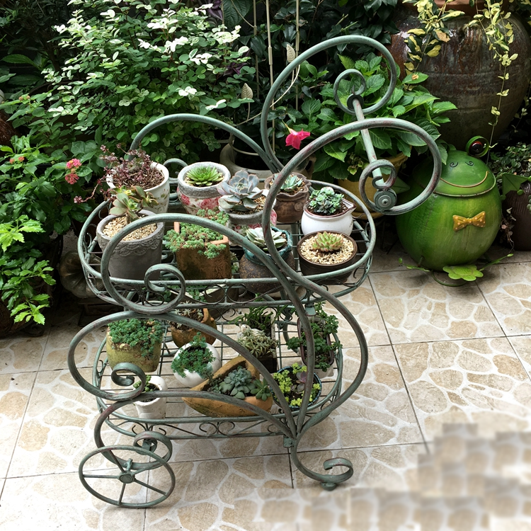 Outdoor Metal Bicycle Plant Stand Flower Pot Cart Holder for Home Garden Patio Garden Supplies
