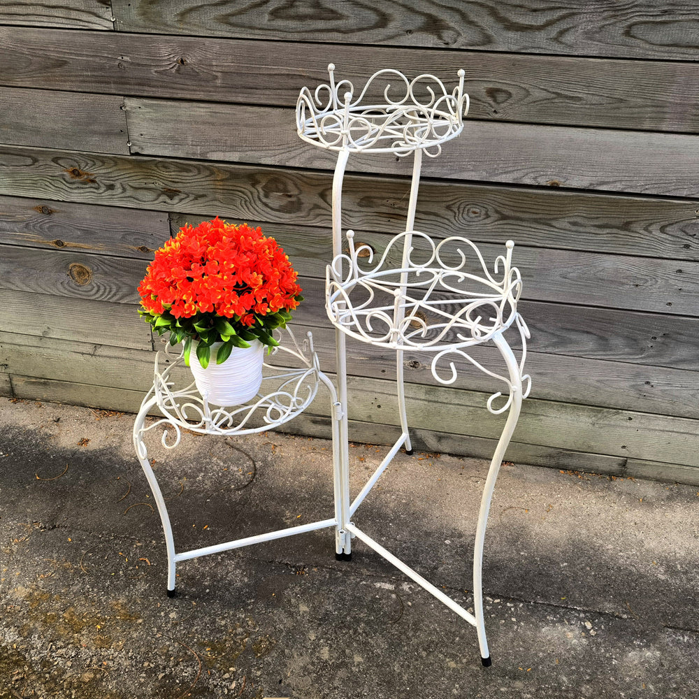 MR 3 Tier Folding Tall Plant Stand Rotatable Metal Flower Pot Holder Home Decor Multi Metal Corner Display Shelf