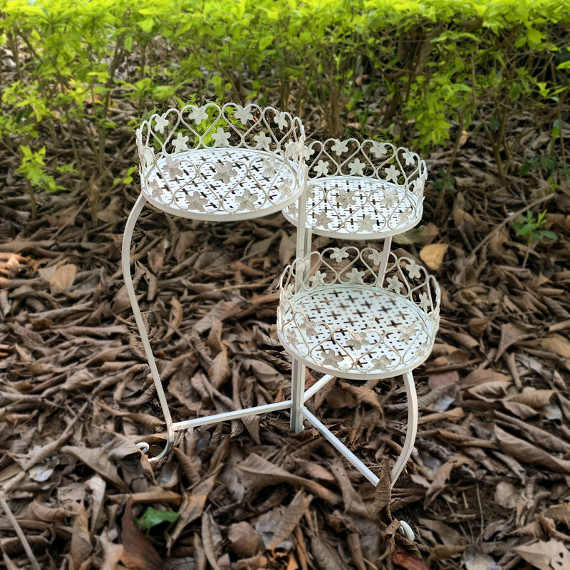 Metal dobrável 3 camadas suporte de planta para jardim pátio gramado varanda vaso de flores rack dobrável rack de armazenamento expositor
