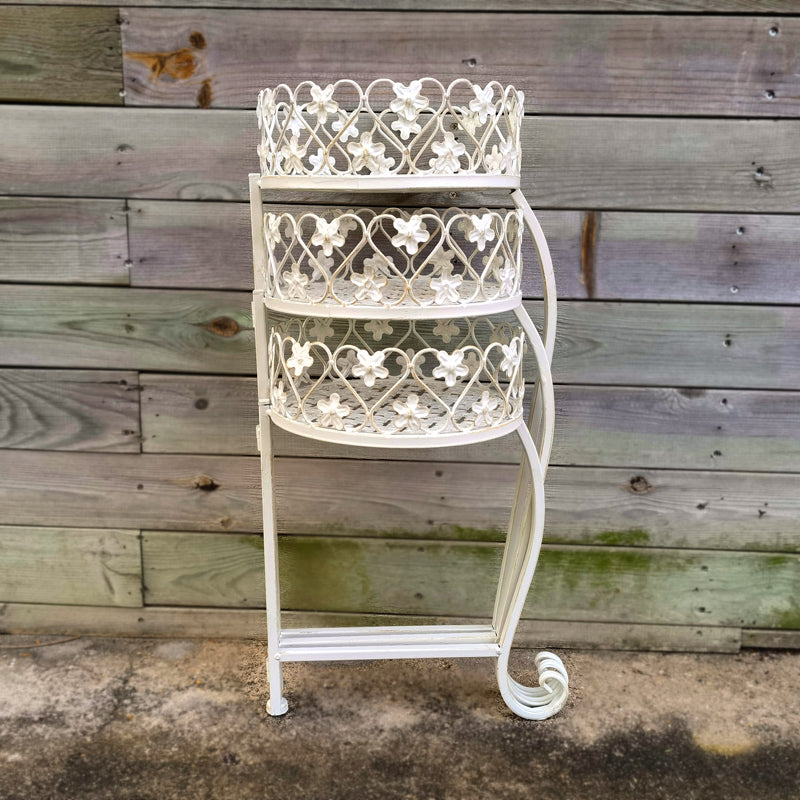 Metal dobrável 3 camadas suporte de planta para jardim pátio gramado varanda vaso de flores rack dobrável rack de armazenamento expositor