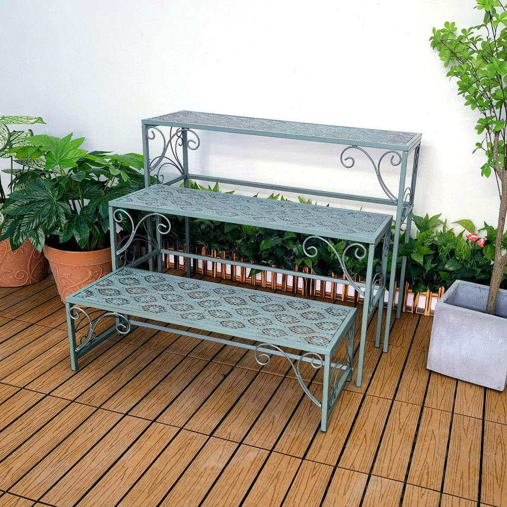 Suporte de flores de 3 andares, prateleira de jardim, vaso de flores, expositor, metal, planta, decorativo, ferro, metal, flor, rack