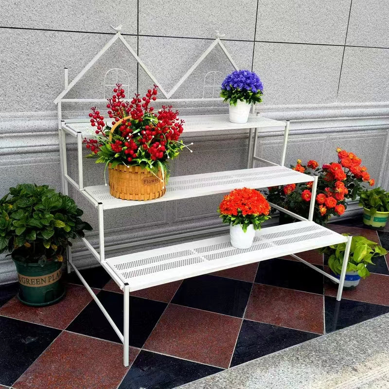 customized wrought iron home and garden deco ladder 3 tier plant stands